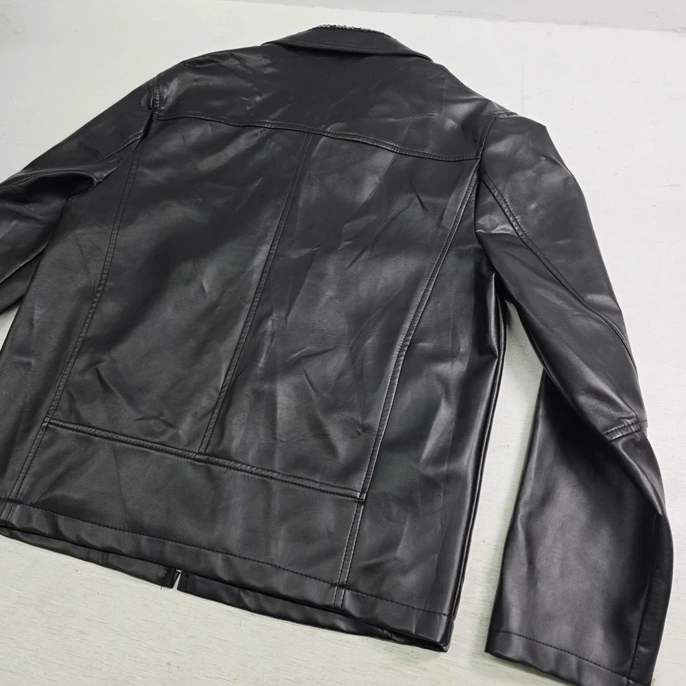 Hard Rock Hotel & Casino Biloxi, MS Black‎ Faux Leather Jacket Rare Men's L EUC